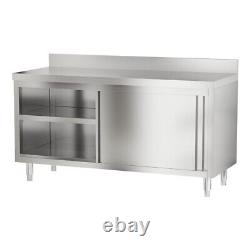 Stainless Steel Catering Table withSliding Door Storage Cabinet Kitchen Restaurant