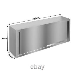 Stainless Steel Wall Hanging Cabinet Sliding Doors Adjustable Shelf Storage Unit