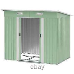 Steel Garden Shed Sliding Double Door Foundation Tool Equipment Storage Green