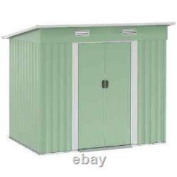 Steel Garden Shed Sliding Double Door Foundation Tool Equipment Storage Green