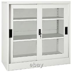 Steel Sliding Door Cabinet in Grey Office Storage and Organisation J2M4