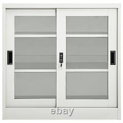 Steel Sliding Door Cabinet in Grey Office Storage and Organisation J2M4