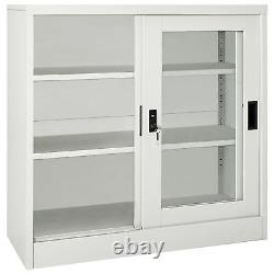 Steel Sliding Door Cabinet in Grey Office Storage and Organisation J2M4