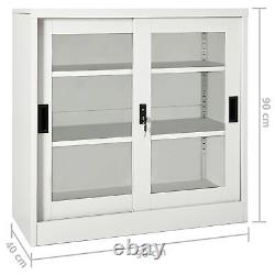 Steel Sliding Door Cabinet in Grey Office Storage and Organisation J2M4