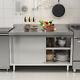 Steel Work Table Commercial Kitchen Storage Cabinet Food Prep With Sliding Doors