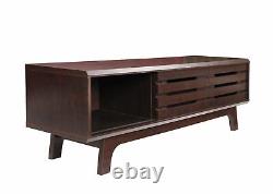 TV Cabinet Stand Unit Sliding Door Entertainment Living Room Furniture Dark Oak