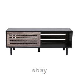 TV Table Cabinet Stand with Sliding Door Storage Shelves TV Console for 50 In TV