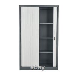 Tambour Office Filing Cupboard Cabinet Rolling Sliding Door Lockable 150cm