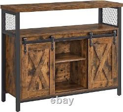 VASAGLE Sideboard, Kitchen Cabinet, Storage Cupboard, with 2 Sliding Barn Doors