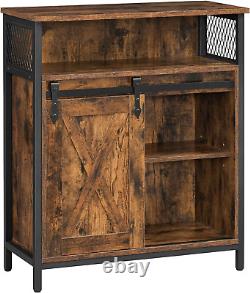 VASAGLE Storage Cabinet, Sideboard, with Sliding Barn Door, Open Compartment