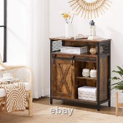 VASAGLE Storage Cabinet, Sideboard, with Sliding Barn Door, Open Compartment