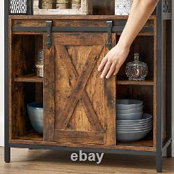 VASAGLE Storage Cabinet, Sideboard, with Sliding Barn Door, Open Compartment