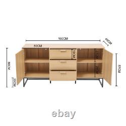 V-Wood Effect Sideboard Loft Scandic-Style Side Storage Cupboard TV Unit Cabinet