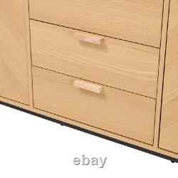 V-Zigzag Wooden Oak Sideboard TV Unit Buffet Cabinet Cupboard 3 Drawers 2 Doors