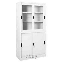 VidaXL Office Cabinet with Sliding Door White 90x40x180 cm Steel Home Furniture