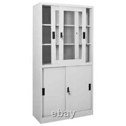 VidaXL Office Cabinet with Sliding Door White 90x40x180 cm Steel Home Furniture