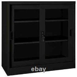 VidaXL Sliding Door Cabinet Black 90x40x90 cm Steel Home Furniture