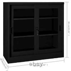 VidaXL Sliding Door Cabinet Black 90x40x90 cm Steel Home Furniture