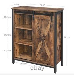 Vintage Industrial Cupboard Rustic Metal Sideboard Storage Cabinet Sliding Door