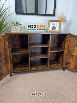 Vintage Industrial Sideboard Cabinet Farmhouse Barn Doors Cupboard Storage Shelf