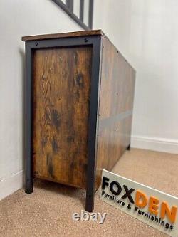 Vintage Industrial Sideboard Cabinet Farmhouse Barn Doors Cupboard Storage Shelf