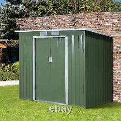 Walk-in Garden Shed Sliding Door Foundation Steel Tool Equipment Storage Green