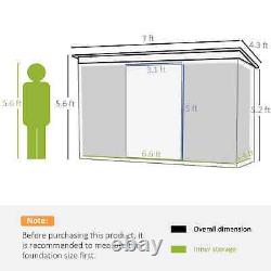 Walk-in Garden Shed Sliding Door Foundation Steel Tool Equipment Storage Green