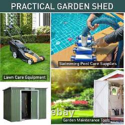 Walk-in Garden Shed Sliding Door Foundation Steel Tool Equipment Storage Green