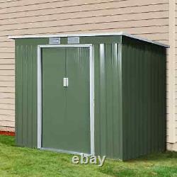 Walk-in Garden Shed Sliding Door Foundation Steel Tool Equipment Storage Green