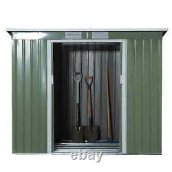 Walk-in Garden Shed Sliding Door Foundation Steel Tool Equipment Storage Green