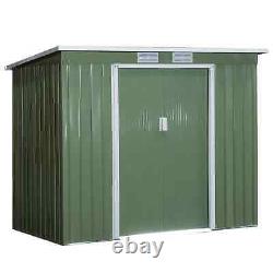 Walk-in Garden Shed Sliding Door Foundation Steel Tool Equipment Storage Green