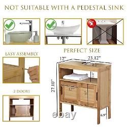 Wall-Mounted Sink Floor Cabinet Non Pedestal Under Sink Storage Vanity 2 Doors