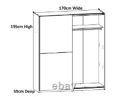 Wardrobe Sliding Double Door Bedroom Storage Hanging Rail Shelves Oak Wotan Time