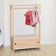 White Kids' Wooden Wardrobe With Two Sliding Doors For Toys Clothing Storage
