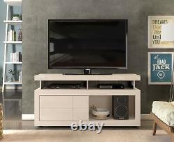 Wide Screen TV Stand Television Unit Sliding Door Storage Cabinet Glossy White