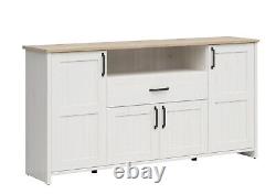 Wide Sideboard Cabinet Soft Close 194cm Storage Unit White Pine Oak Effect Loksa