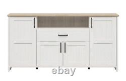 Wide Sideboard Cabinet Soft Close 194cm Storage Unit White Pine Oak Effect Loksa