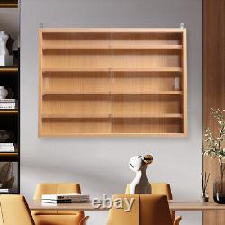 Wood Wall Display Cabinet Glass Laminated Models Collections Shelf Storage Unit