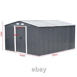 XXL Large Sliding Door Steel Tool House 12ftx10ft Garden Shed Air Vent Container