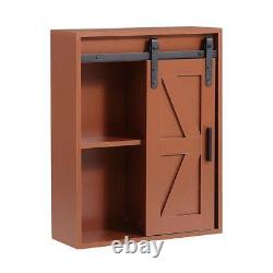 YOFE Storage Cabinet 27.6 Wall-Mount 5-Tier Shelf + Sliding Door Wood Espresso