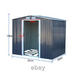 Abri de jardin Apex 8X8ft pour outils de jardinage, VTT, porte coulissante, ventilation et base