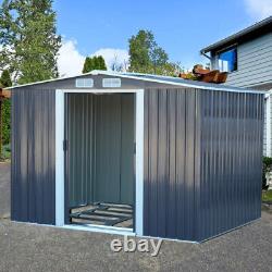 Abri de jardin Apex 8X8ft pour outils de jardinage, VTT, porte coulissante, ventilation et base