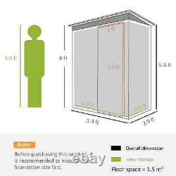 Abri de jardin Outsunny 5 x 3 pieds avec porte coulissante et toit incliné extérieur