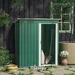 Abri de jardin Outsunny 5 x 3ft avec porte coulissante, toit en pente et outils verts