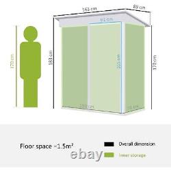 Abri de jardin Outsunny 5 x 3ft avec porte coulissante, toit en pente et outils verts