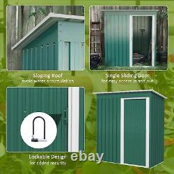 Abri de jardin Outsunny 5 x 3ft avec porte coulissante, toit en pente et outils verts