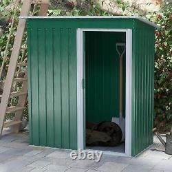 Abri de jardin Outsunny 5 x 3ft avec porte coulissante, toit en pente et outils verts