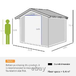 Abri de jardin Outsunny 9 x 6 pieds Effet bois Rangement d'outils Porte coulissante Grain de bois