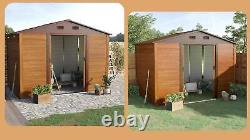 Abri de jardin Outsunny 9 x 6ft en imitation bois avec porte coulissante et grain de bois