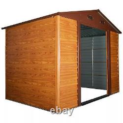 Abri de jardin Outsunny 9 x 6ft en imitation bois avec porte coulissante et grain de bois